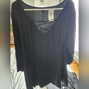 Torrid Black Stretch Challis Lace-Up Top